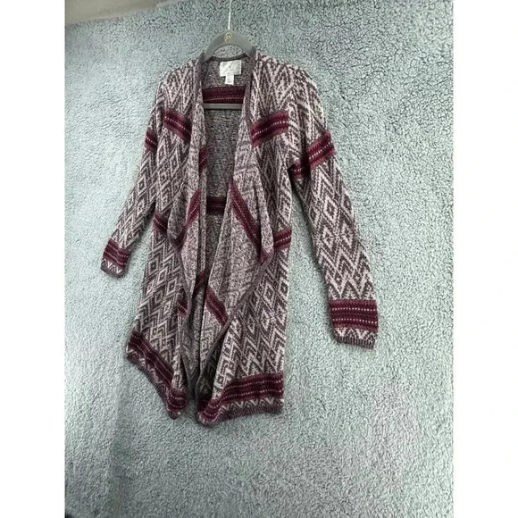 Ruby Moon Women's Medium Long Knit‎ Cardigan Open Front Southwestern Pattern - Picture 5 of 12